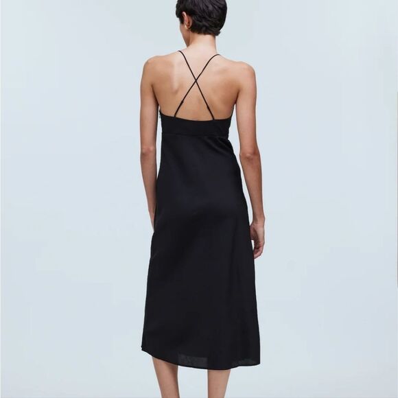 Madewell 2 The Layton Midi Slip Dress Black Spaghetti Strap Dress - Picture 2 of 11